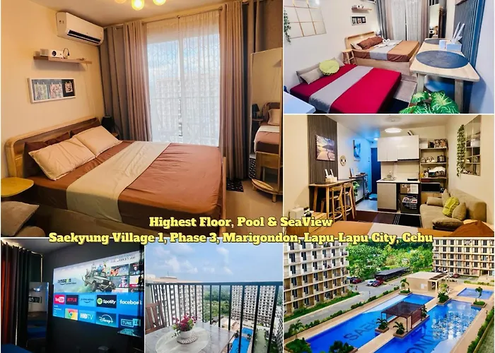 Cozy Pool And Seaview Condo In Cebu With Balcony Near Mactan Airport