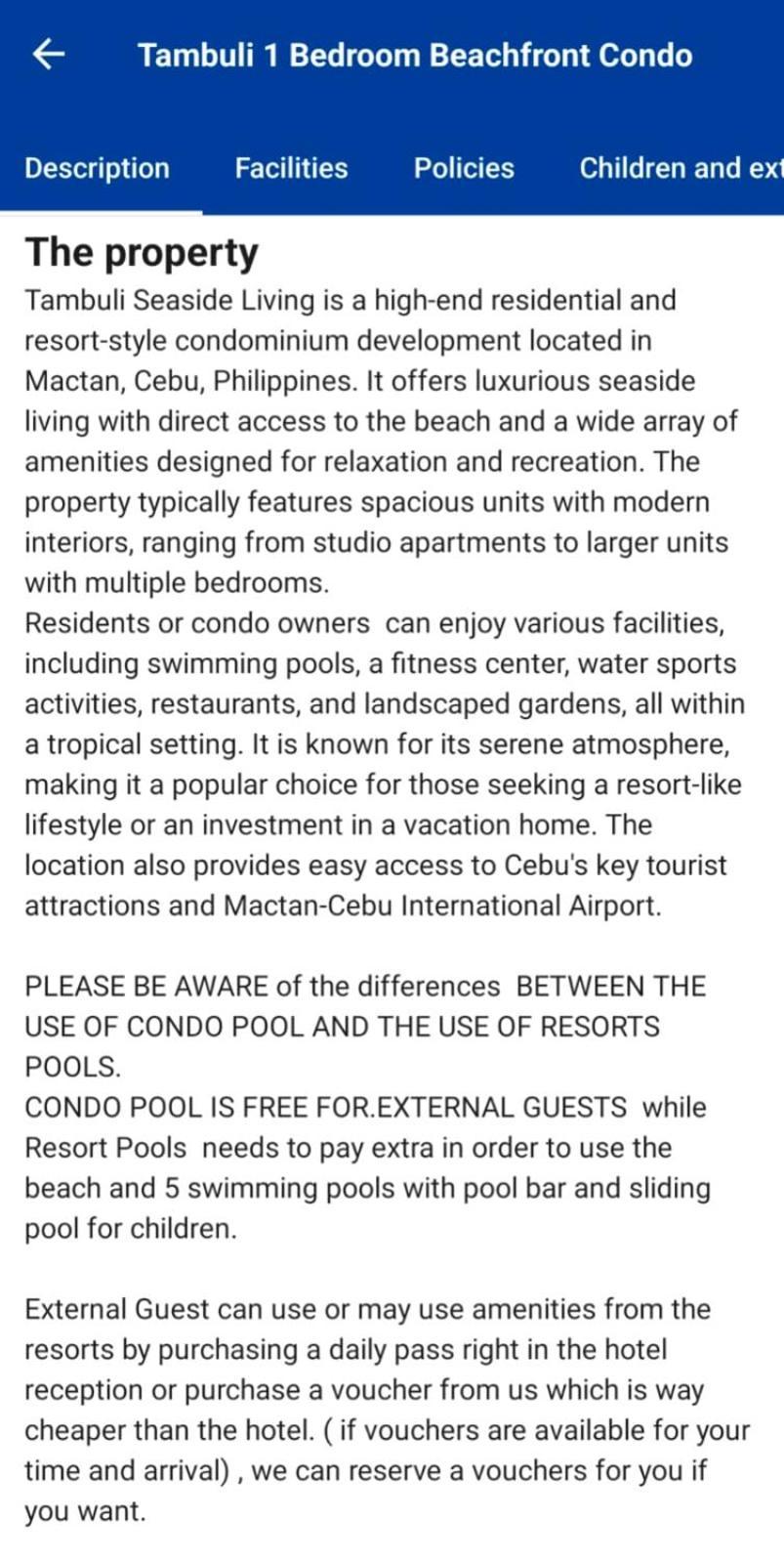 Apartment Tambuli 1 Bedroom Beachfront *